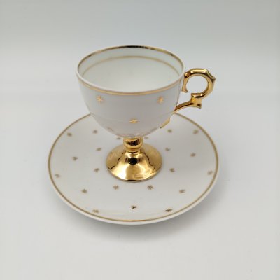 купить Чашка кофейная на ножке, украшенная золотистыми звездами, фарфор, золочение, Limoges, Франция, 1930-1950 гг.