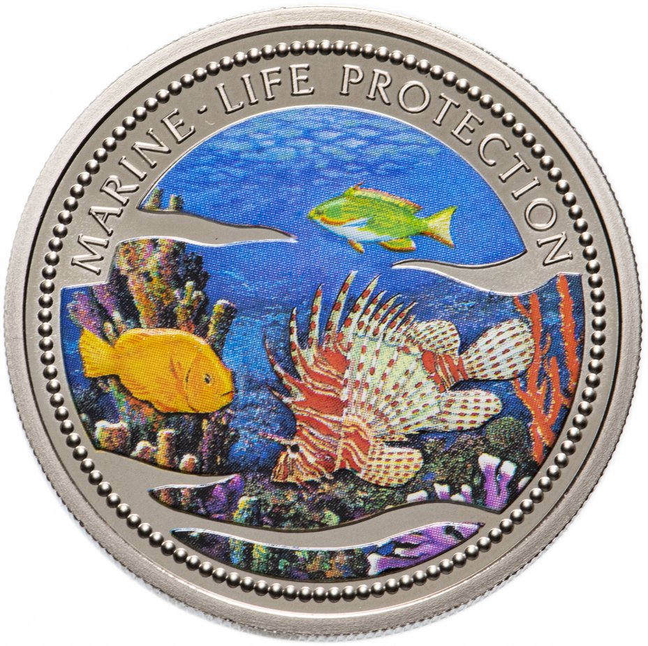 купить Палау 1 доллар 2000 "Подводный мир - Вымирающие виды - Рыба-лев"