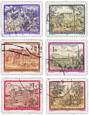 купить Австрия марки набор из 6 штук "Достопримечательности и природа" 1984-1996