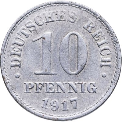 купить Германия 10 пфеннигов (pfennig) 1917 A Железо /магнетик/ знак монетного двора: "A" - Берлин