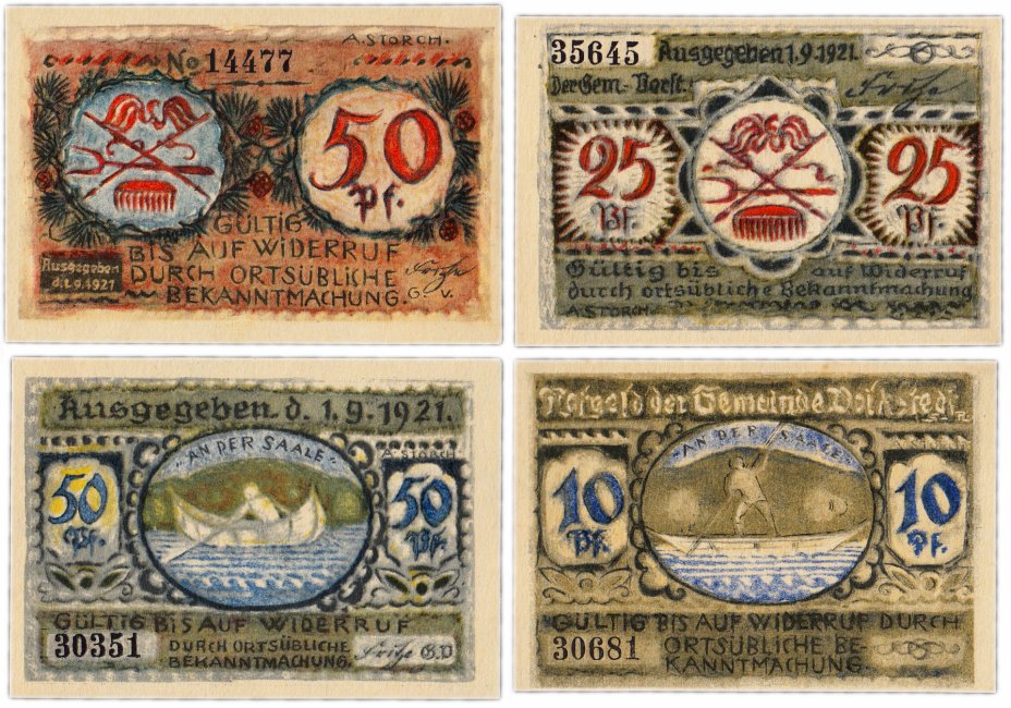 купить Германия (Тюрингия: фарфоровая мануфактура Фолькштедт) набор из 4-х нотгельдов 1921