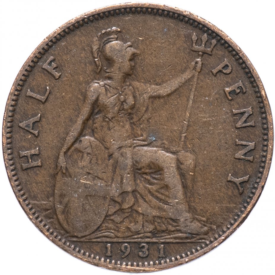 купить Великобритания 1/2 пенни Георг V (малый портрет) 1928-1936, случайная дата