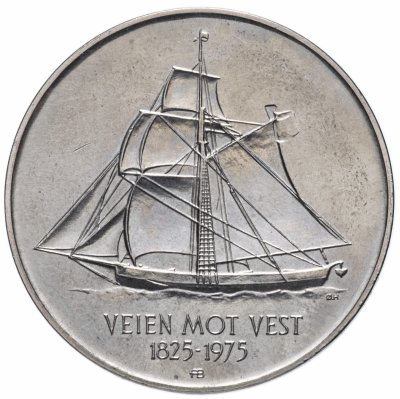 купить Норвегия 5 крон (kroner) 1975 "150 лет иммиграции в Америку"