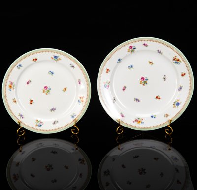 купить Набор из 2-х блюд круглой формы с цветочным декором, фарфор, деколь, Limoges, Франция, 1930-1950 гг.