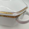 Купить Террина (для подачи горячих блюд) в классическом стиле с орнаментальной каймой, фарфор, обводка, золочение, Российская империя, 1890-1915 гг.
