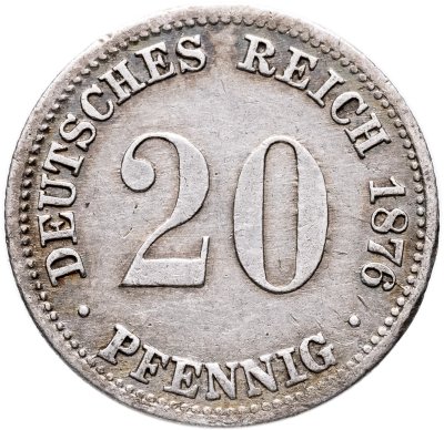 купить Германия 20 пфеннигов (pfennig) 1876 A знак монетного двора: "A" - Берлин