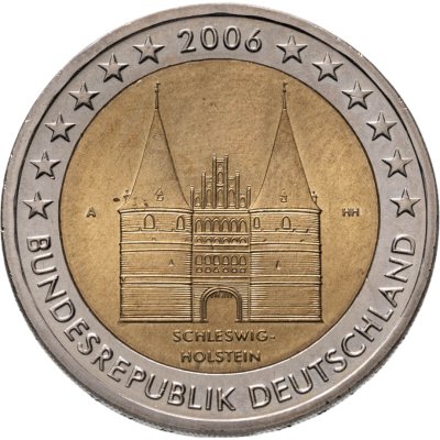 купить Германия 2 евро (euro) 2006 "Федеральные земли Германии: Шлезвиг-Гольштейн - Голштинские ворота в Любеке", знак монетного двора "А" - Берлин