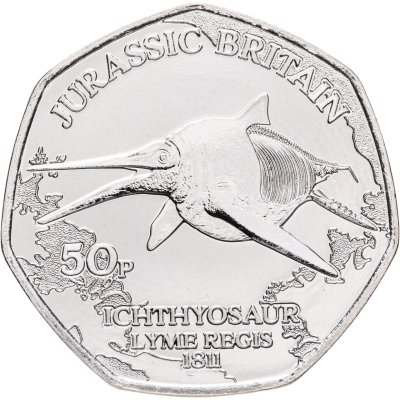 купить Остров Мэн 50 пенсов 2023 "Британия Юрского периода - Ихтиозавр"