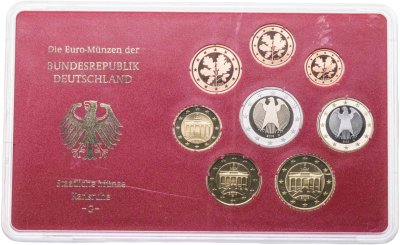 купить Германия 2003 набор из 8-ми монет евро Proof в официальном пластике Монетный двор Карлсруэ G