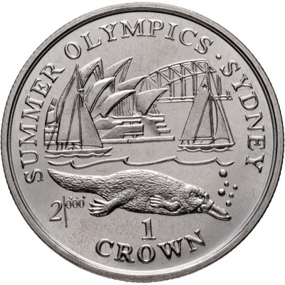 купить Гибралтар 1 крона 1999 Игры XXVII летней Олимпиады Сидней-2000 г. - парусник/утконос