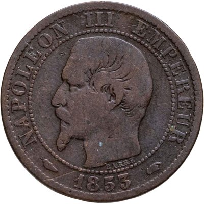 купить Франция 5 сантимов (centimes) 1853 A знак монетного двора: "A" - Париж