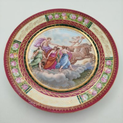 купить Тарелка декоративная в стиле Royal Vienna, фарфор, деколь, крытье, золочение, Европа, 1910-1940 гг.