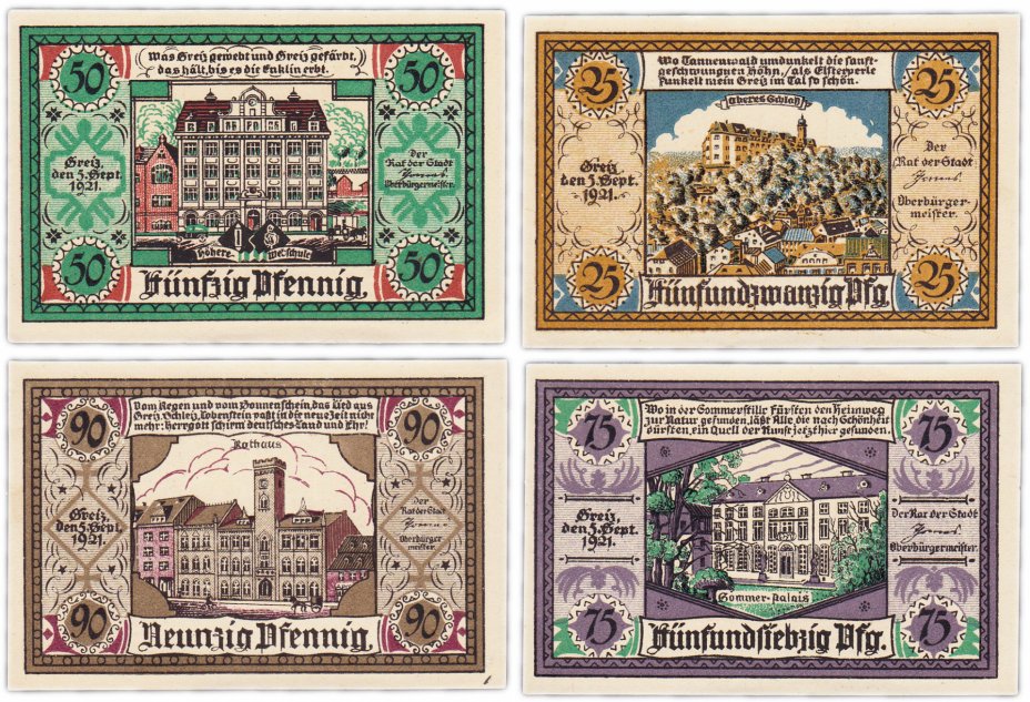 купить Германия (Тюрингия: Грайц) набор из 4-х нотгельдов 1921
