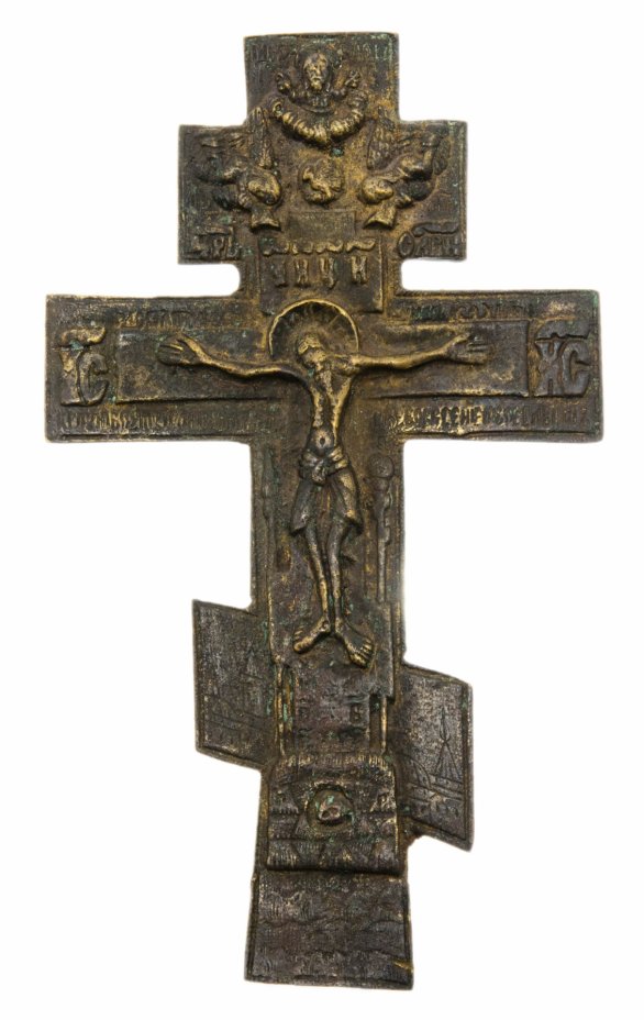 купить Крест киотный "Распятие Христово", бронза, литье, Российская Империя, 1850-1890 гг.