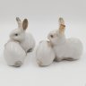 Купить Статуэтки парные «Зайцы» (дефекты), фарфор, роспись, Артель «Прогресс», СССР, 1960-1980 гг.