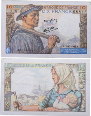 купить Франция 10 франков 1942