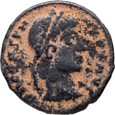 купить Римская Империя, Константин I, 306–337 годы, Нуммий (реверс: два воина стоят лицом друг к другу, между ними штандарт)