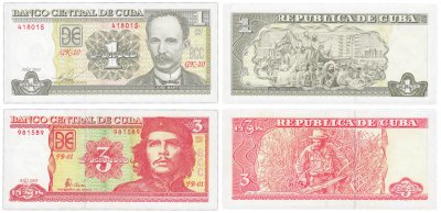 купить Куба набор из 2 банкнот 1 и 3 песо 2005-2010