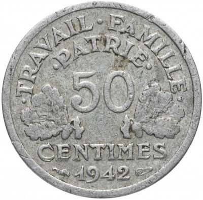 купить Франция 50 сантимов (centimes) 1942