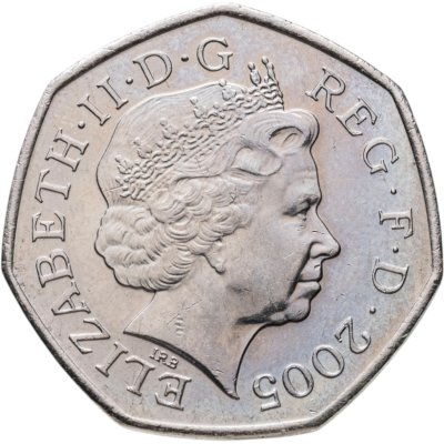 купить Великобритания 50 пенсов (pence) 2005 "250 лет со дня опубликования Словаря Английского языка Сэмюэла Джонсона"