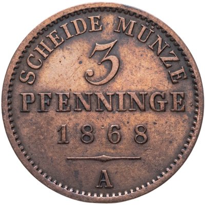 купить Пруссия 3 пфеннига 1868 A
