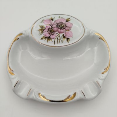 купить Пепельница, декорированная цветами, Porcelaine de Bruxelles, фарфор, деколь, фарфор, деколь, Бельгия, 1960-1990 гг.