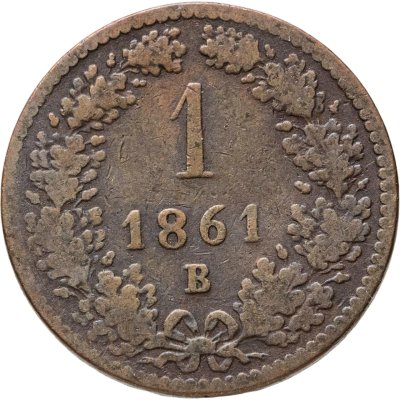 купить Австрия 1 крейцер (kreuzer) 1861, знак монетного двора "B" - Кремница