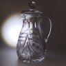 Купить Кувшин для напитков с крышкой, украшенный рельефным декором, стекло, матирование, Россия, 1980-2000 гг.