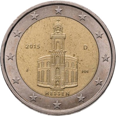 купить Германия 2 евро (euro) 2015 D Федеральные земли Германии - Церковь Св. Павла во Франкфурт-на-Майне, Гессен знак монетного двора: "D" - Мюнхен