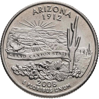 купить США 25 центов (квотер, 1/4 доллара, quarter dollar) 2008 P Аризона (Arizona)