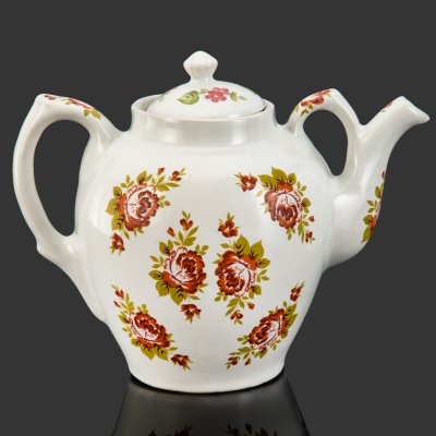 купить Чайник доливной с декором в виде роз, фарфор, деколь, СССР, 1980-1990 гг.