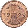 Купить Германия 2 пфеннига (рентенпфеннига, rentenpfennig) 1923 G  знак монетного двора "G" — Карлсруэ