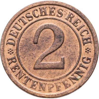 купить Германия 2 пфеннига (рентенпфеннига, rentenpfennig) 1923 G знак монетного двора "G" — Карлсруэ