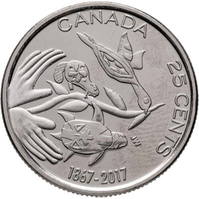 купить Канада 25 центов (cents) 2017 "150 лет Конфедерации Канада - Надежда на зелёное будущее"