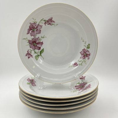 купить Тарелки обеденные на 6 персон, украшенные цветочным декором, фарфор, деколь, золочение, Freiberger Porzellan, ГДР, 1970-1995 гг.