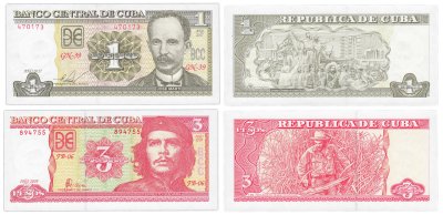 купить Куба набор из 2 банкнот 1 и 3 песо 2005-2017