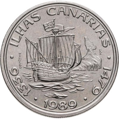 купить Португалия 100 эскудо (escudos) 1989 Золотой век открытий - Открытие Канарских островов