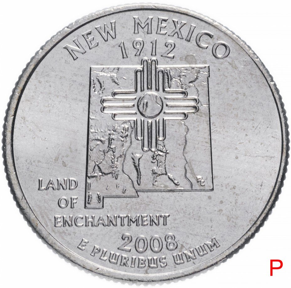 купить США 1/4 доллара (квотер, 25 центов) 2008 P "Штат Нью Мексико"