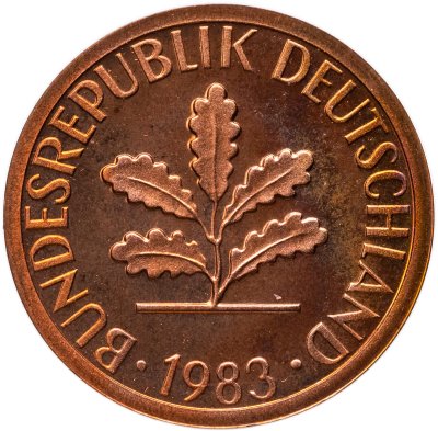 купить Германия 1 пфенниг (pfennig) 1983, знак монетного двора: "F" - Штутгарт