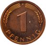 Купить Германия 1 пфенниг (pfennig) 1983, знак монетного двора: "F" - Штутгарт