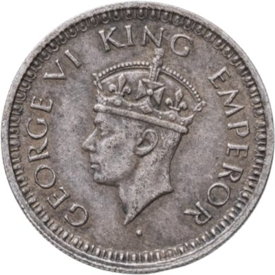 купить Индия (Британская) 1/4 рупии (rupee) 1943 L Ребристый гурт с желобом внутри знак монетного двора: "L" - Лахор