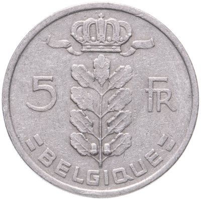 купить Бельгия 5 франков (franc) 1972 (Надпись на французском - 'BELGIQUE')