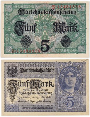 купить Германия 5 марок 1917