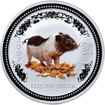 Купить Австралия 1 доллар (dollar) 2007  Year of the Pig (год Свиньи), цветное покрытие