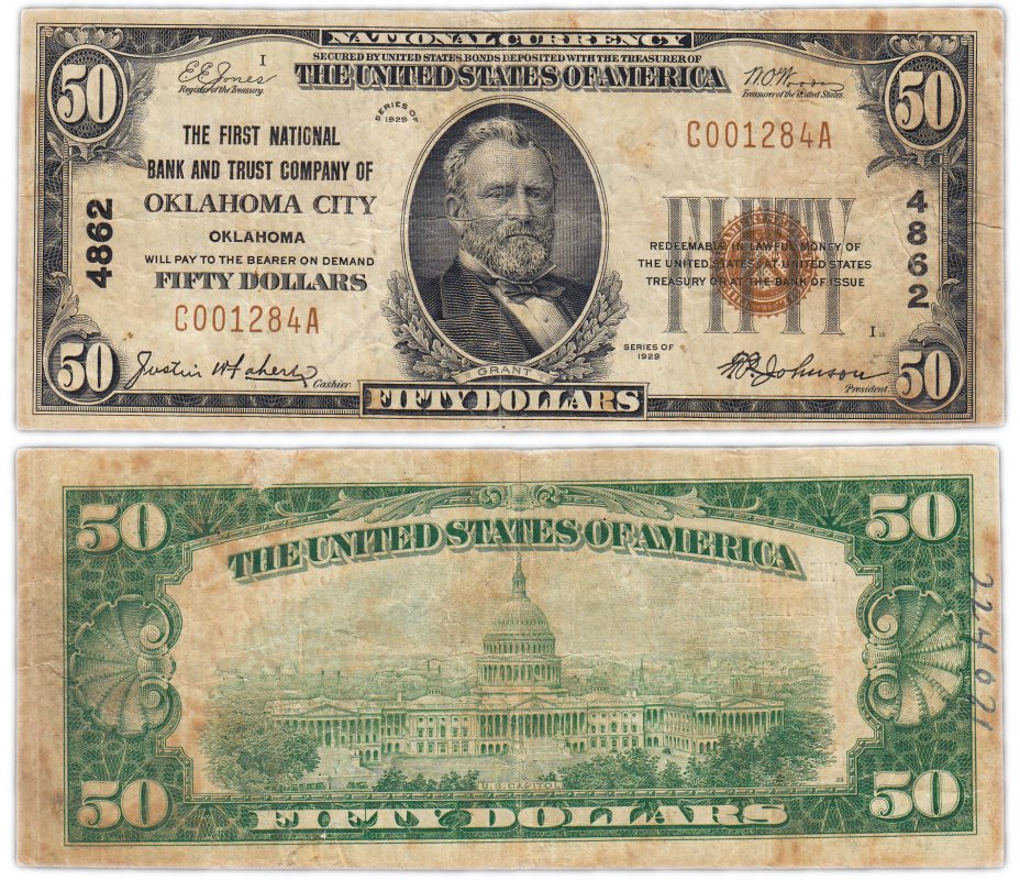 купить США 50 долларов 1929 (Pick 1803) Оклахома