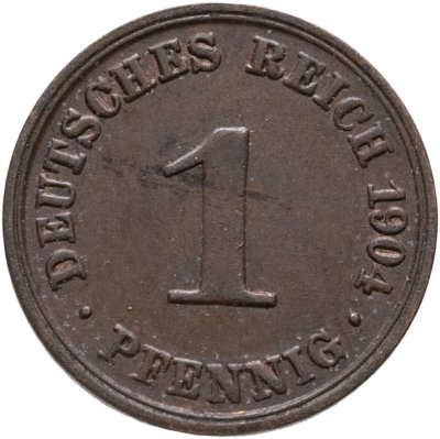 купить Германия 1 пфенниг (pfennig) 1904 A знак монетного двора: "A" - Берлин