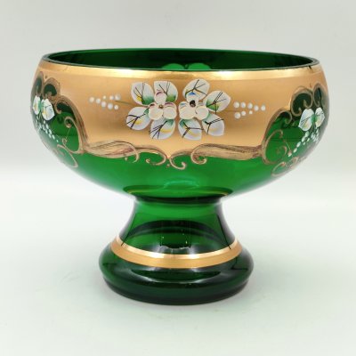 купить Ваза для десертов (фруктовница), стекло, лепка, смальта, золочение, Bohemia Crystal (Bohemia Glass), Чехия, 1980-2000 гг.