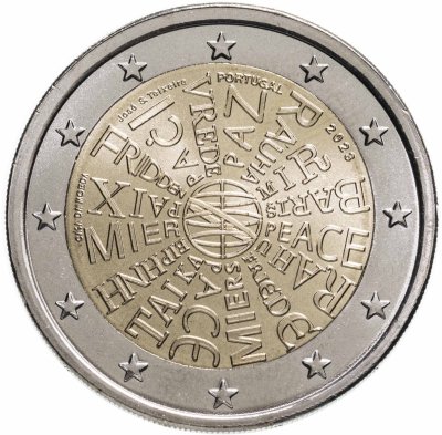 купить Португалия 2 евро (euro) 2023 "Мир между народами"
