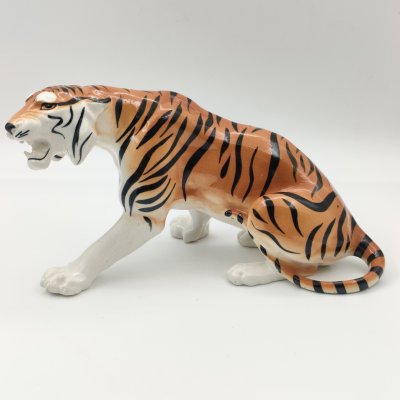 купить Статуэтка «Тигр Шерхан», фаянс, роспись, Ленинградский завод «Стройфаянс», СССР, 1960-1980 гг.