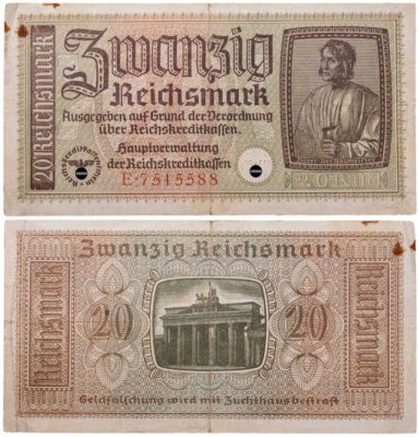 купить Германия, Третий Рейх 20 марок 1940-1945
